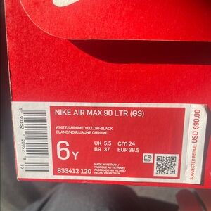 Nike Air Max 90 LTR GS - White, Yellow, Black